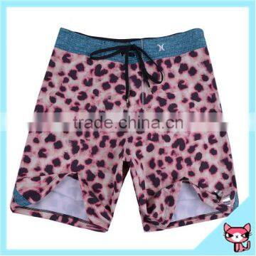 Pink leopard pattern board shorts for men