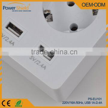 Movable Desktop power extension 4 ways socket output 230v Eu plug surge protector with CE certificate for Germany/Deutschland