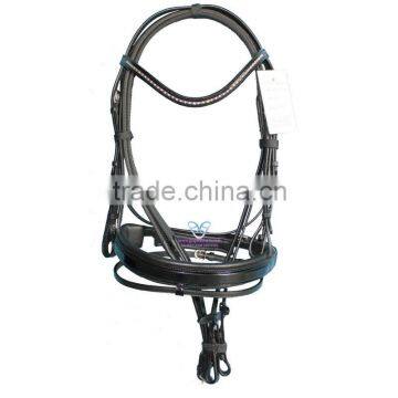 Snaffle Bridle Diamond & patent Wave ShapeB/Band Square Raised Padded Patent Flash Noseband(Swidish