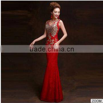 Women's Red V-Neck Print Floor-Length Dress photo-2