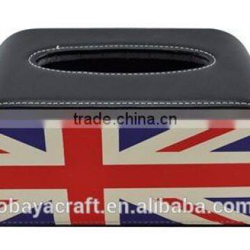 HIGH END LEATHER AMERICA PICTURE WOODEN TISSUE BOX