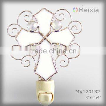 MX170132 stained glass religious cross christmas night light