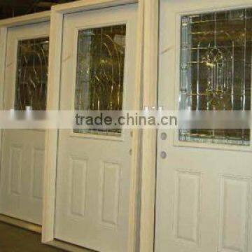 steel entry half lite glass door with wooden edge