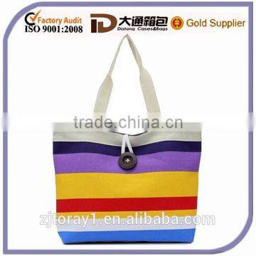 Stripe Recycled Canvas Rope Handle Beach Bag For Fashion Lady