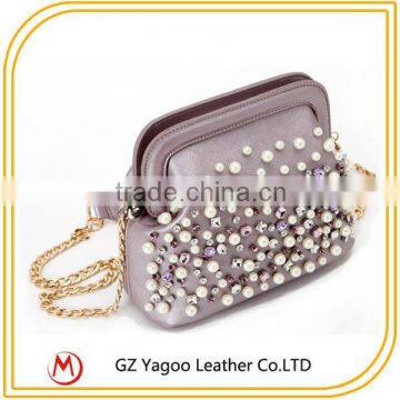 China Wholesale Latest Fashion Design Decorated With Pearl Ladies Clutch Bag photo-2
