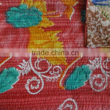 Vintage Kantha Cotton Quilt Handmade Kantha Bedding Reversible Kantha Bedspread Throw Quilt