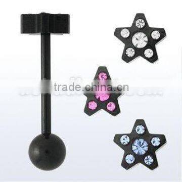 Anodized steel barbell with multi crystal star top