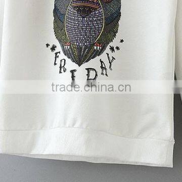 Korean Casual All-Purpose Style Fashionable Crew Neck Owl-Pattern Female Fitness Wear photo-5