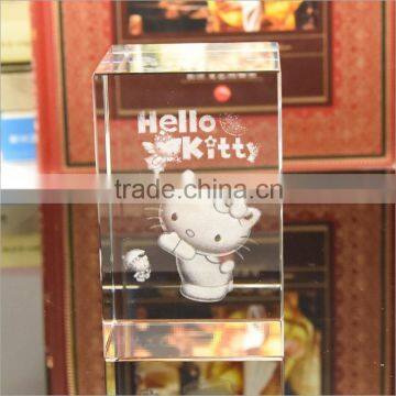 crystal cat 3d laser engrave cube, crystal cat gifts