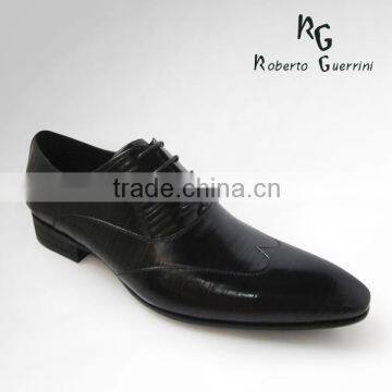 2014 Men Dress Shoe with Laces Black Leather Shoe