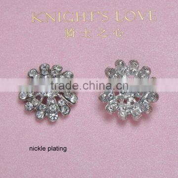 (M0321) 22mm rhinestone metal embellishment,nickle plating,arch shape ,no loop at back