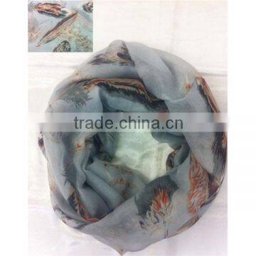 New fashion scarf feather printed scarf , feather parttern neckchief