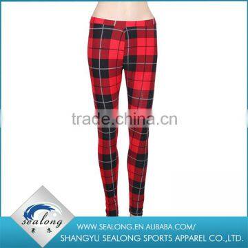 2016 New Type woman hot girl red checked icing leggings