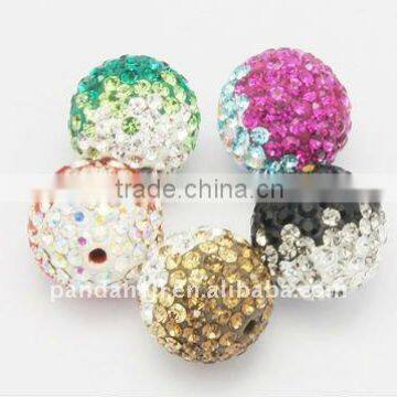 Czech Glass Shambhala Rhinestone Beads, Polymer Clay, Round, Multicolor, about 10mm, hole: 1mm(RB-Q090-M)