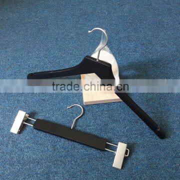 Black wooden hanger bottom hanger wooden hanger DL High quality custom black wooden hanger for suit