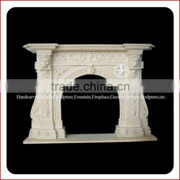 Decorative European Carved Marble Fireplace Frame