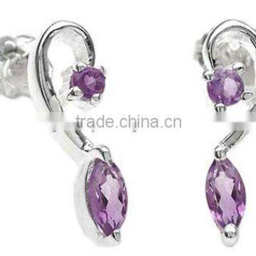 .925 Sterling Silver Earrings,Genuine AMETHYST silver jewelry wholesaller