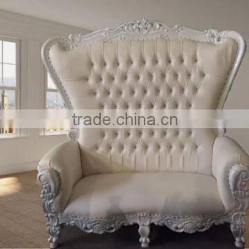 Carved Mahogany King Royal White Gothic Throne Loveseat