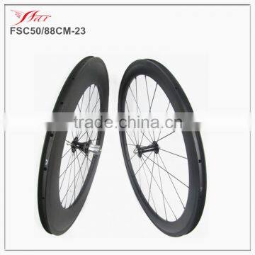 High profile Far Sports Carbon fiber wheels, 50mm&88mm carbon clincher bicycle wheelset 23mm wide with Chris King R45 hub