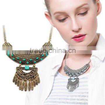 Statement Choker Tribal Necklace Collier Femme Boheme Maxi Collier Plastron Collares Boho Chic Jewelry Bohemian Leaf Fringe