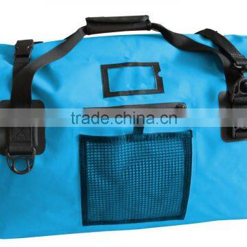 Blue large capacity pvc tarpaulin duffle bag for camping and travel