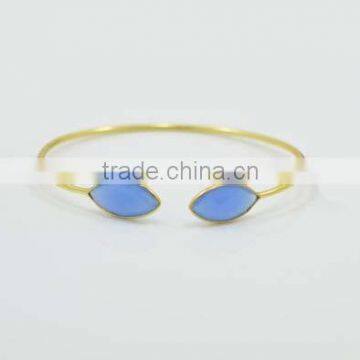 Silver Jewelry 925 Blue chalcedony Gemstone Bangle