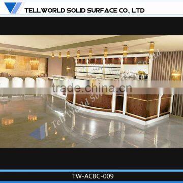 2014 hot sale modern beautiful luxury artificial marble cambered bar counter furniture