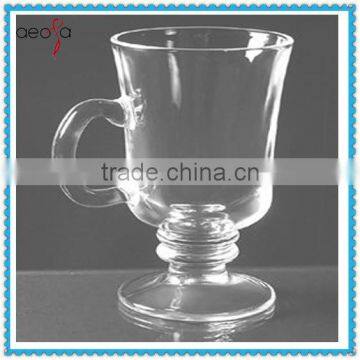 Wholesale clear drinking unique shaped glass mug with handle