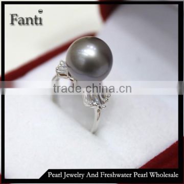 Tahiti pearl jewelry price wholesale natural pearl ring real 925 silver ring