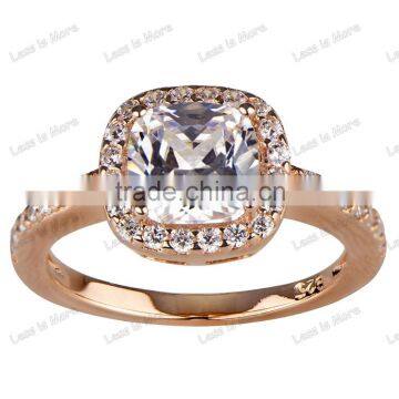 cz silver halo cushion cut rose gold engagement ring