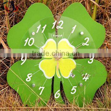 Green clover acrylic wall clock decorative wall clock