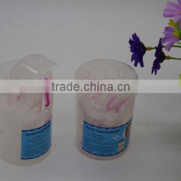 Two-pack plastic toothpicks in plastic toothpick dispenser