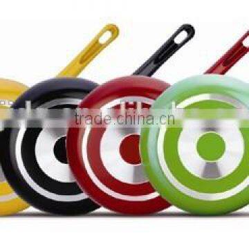 ALUMINUM PAN WITH COLORFUL HANDLE AND SPIRAL BOTTOM