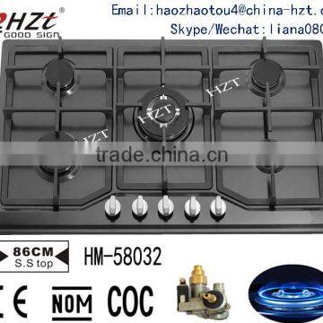 bosch 5 burner gas hob black