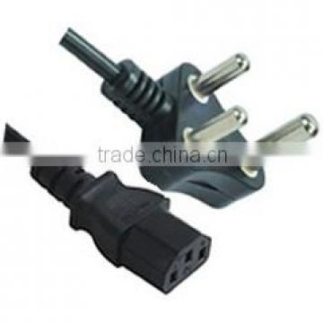 South Africa India Power cords 5A/10A 250V H05VV-F 3G0.75/1.0/1.5mm2 with IEC connector C13