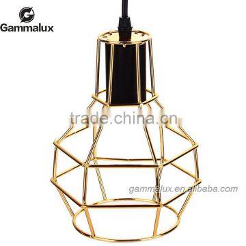 Pendant Chandelier E27 Light Lamp Cage Metal Bulb Guard Industrial Retro Gold