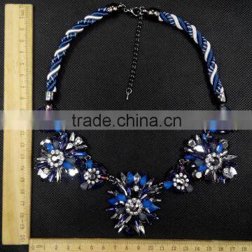 Fashion Rope Chain Necklace Crystal Flower Pendant Necklace New Design Necklace 2015 photo-2