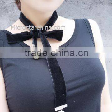 2016 Fashion Woman Handmade Long Black Velvet Choker Necklace photo-4