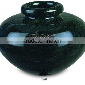 Jet Black Marble Round Flower Vase