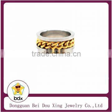 Punk Style Design With 18K Gold Plated Chain Stainless Steel 316 Fashion Ring photo-2