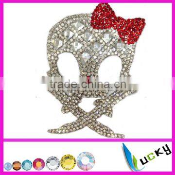 hot fix rhinestone trim motif design with shapes stone skull design