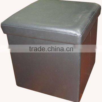 Stronger!!Brown PVC Leather Folding Storage Ottoman