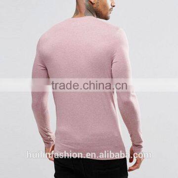 t Shirt Manufacturer Bangladesh Muscle Slim Fit Crew Neck Plain Pink Long Sleeve t Shirt photo-2
