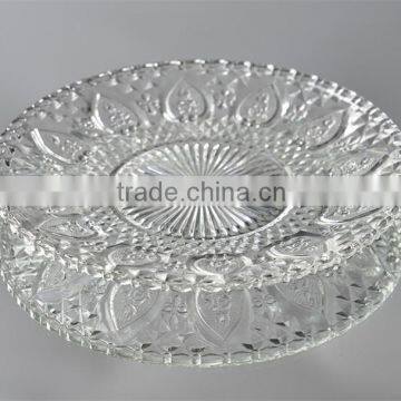 Clear Vintage Carving Round Glass Plate