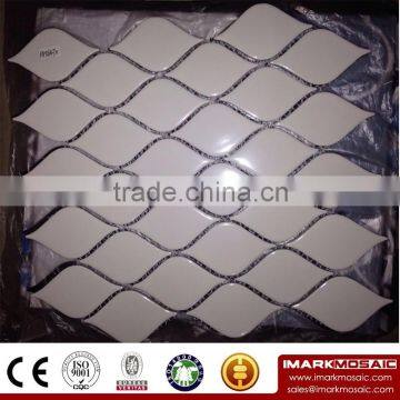 IMARK Leaf Shape Design New Design White Color Ceramic Mosaic Tile/Modern Kitchen Tile