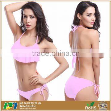 Women's Sexy Halter Ruffles Top Strings Bottom Bikini Sets Swimsuits photo-3
