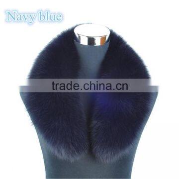 Real Navy Blue Fox Fur Shawl Collar for Ladies Winter Coat