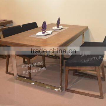 Rectangle Solid Wood Dining Table With Steel Dining Table Leg photo-3