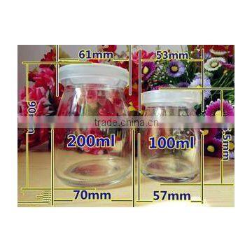 100ML & 200ML food grade yogurt /pudding glass jar glass pudding container