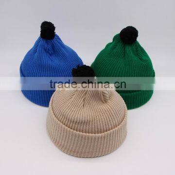 Fashion Plain Design Candy Sweet Kids Winter Hats and Caps With Top Ball photo-3